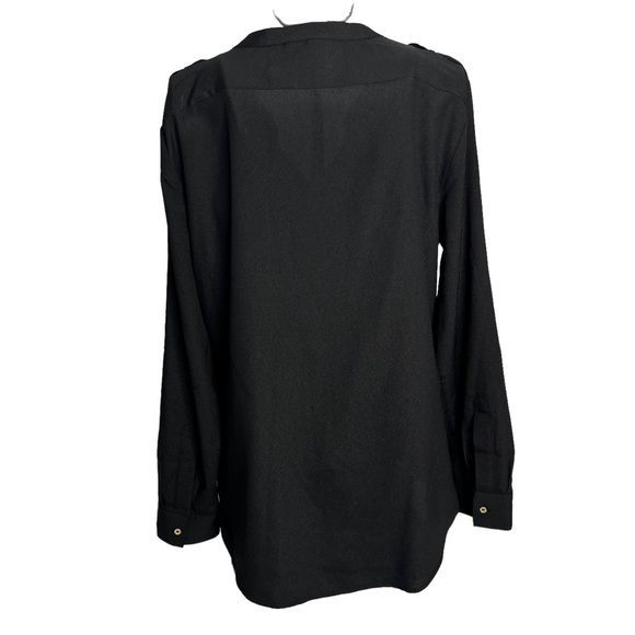 Calvin Klein Black& Gold Long Sleeve Button Down Blouse Size Large - Picture 6 of 13